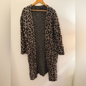 Saks Fifth Avenue Leopard Print Open Front Cardigan